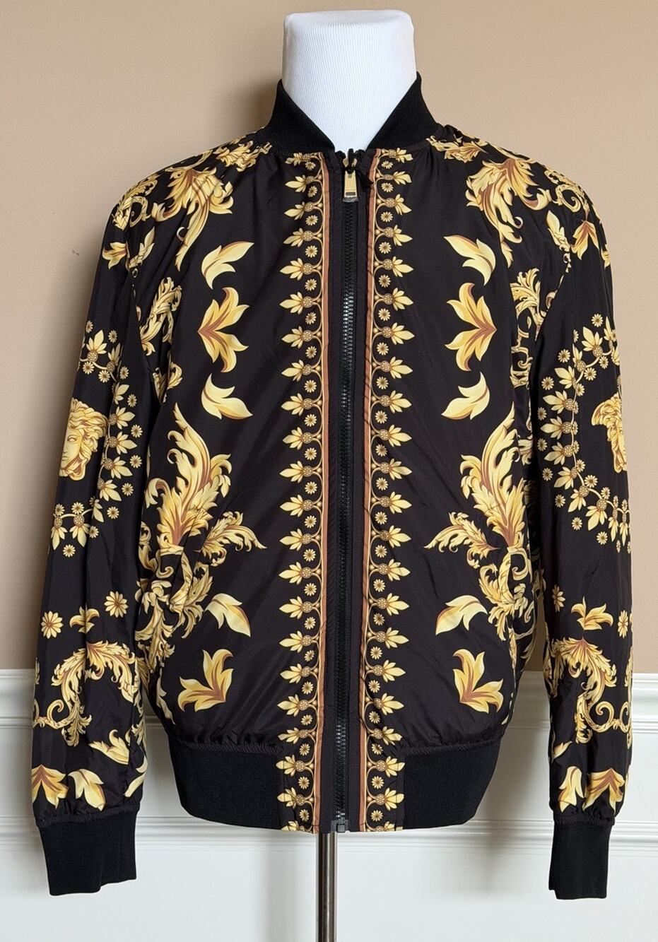 Versace Men's Reversible Blouson Jacket Black/Gold 48 US (58) 1012269 NWT $2000
